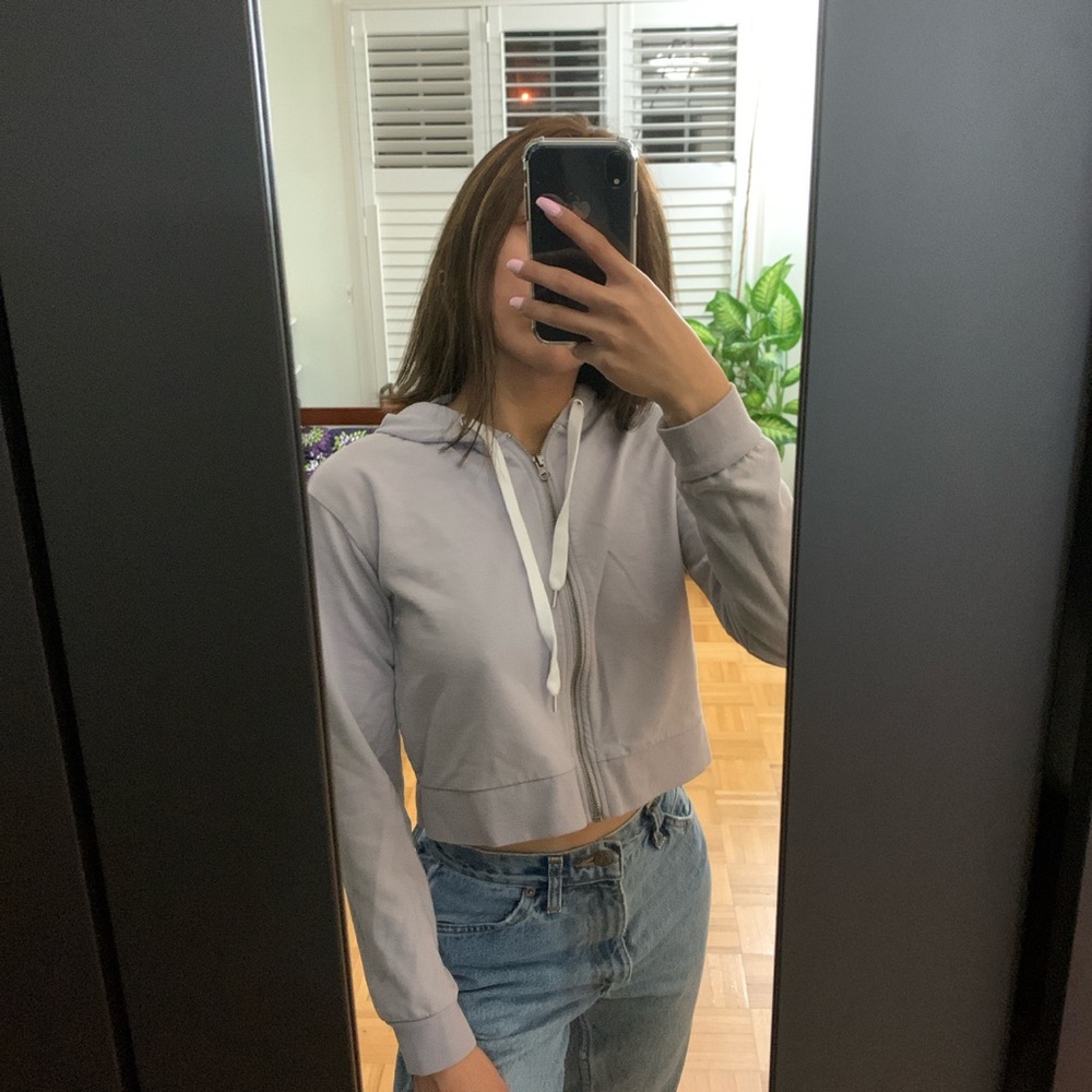 Forever 21 Lavender Crop Zip Hoodie